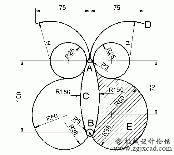 autoCAD基础练习题15.gif