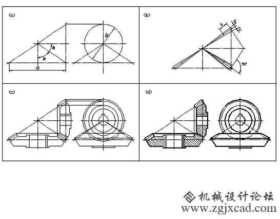图8-25 圆锥齿轮啮合的画图步骤.png