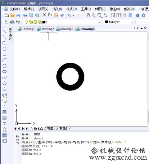 CAD如何绘制填充圆环