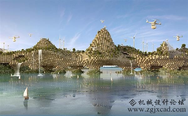 建筑师Vincent Callebaut设想用3D打印的“农业桥梁”重建摩苏尔